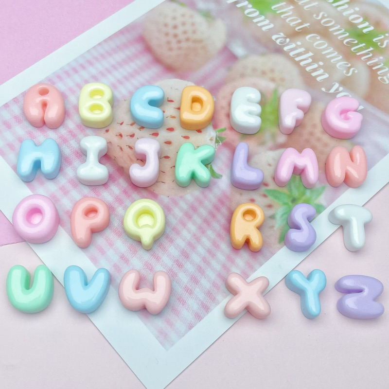 Gói 25g Charm Chữ Béo Tông Màu Pastel Ngọt Ngào Trang Trí DIY Cùng Kem Keo Siêu Xinh