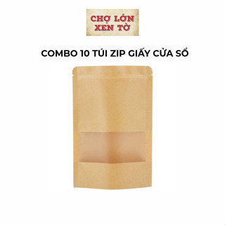 Túi zip giấy krafl cửa sổ , COMBO 10 CÁI , đáy đứng , nhiều size đựng thực phẩm, bột, cà phê
