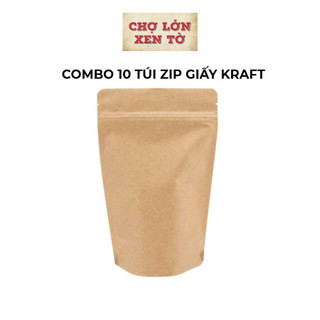 Túi zip giấy kraft đựng thực phẩm, COMBO 10 Cái , đáy đứng , đựng thực phẩm, bột cà phê,hạt