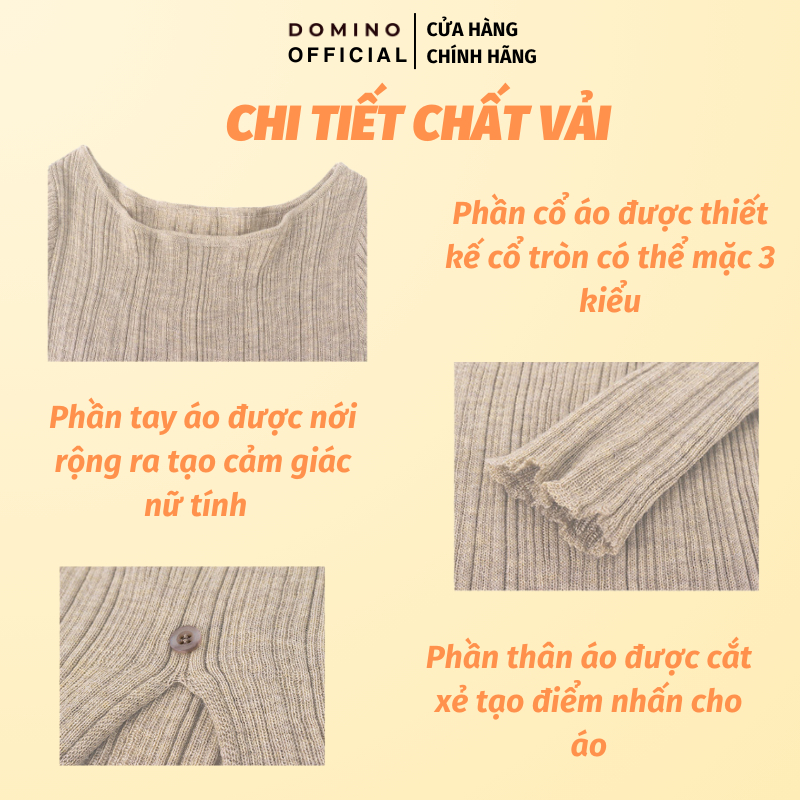 Áo Thun Tay Dài Dệt Kim Domino Phong Cách Sexy Tôn Dáng