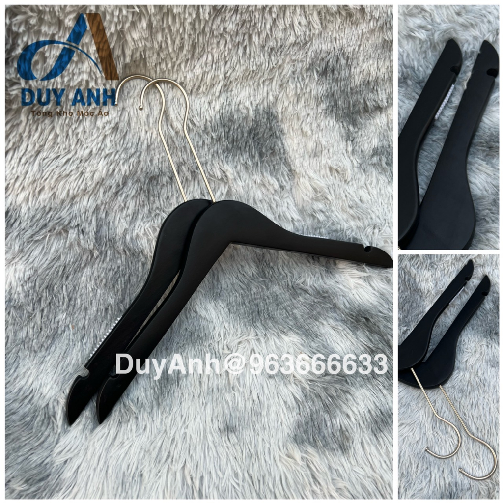 Móc Áo Gỗ Nữ Đen Tròn