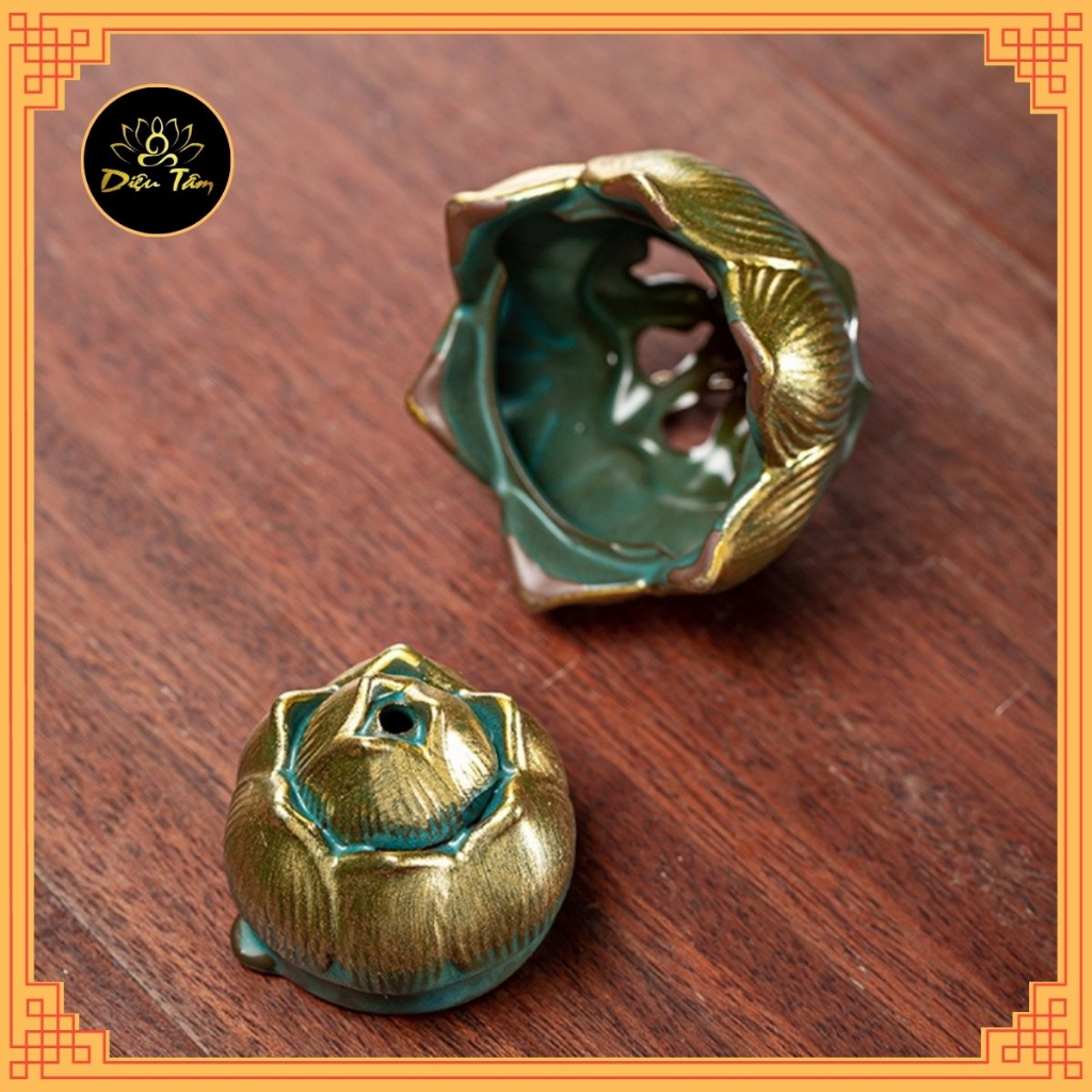 Lư đốt trầm hương,lư gốm treo xông trầm hương khói ngược lư hoa sen treo kệ đèn led, trang trí tiểu cảnh,thác khói,decor