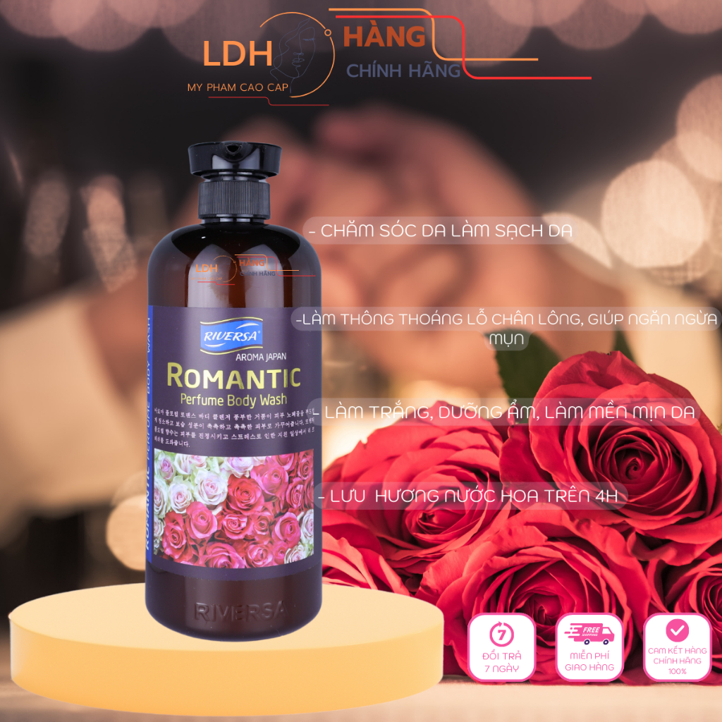 Sữa tắm trắng da dưỡng ẩm hương nước hoa dành cho nam và nữ ROMANTIC 950ML