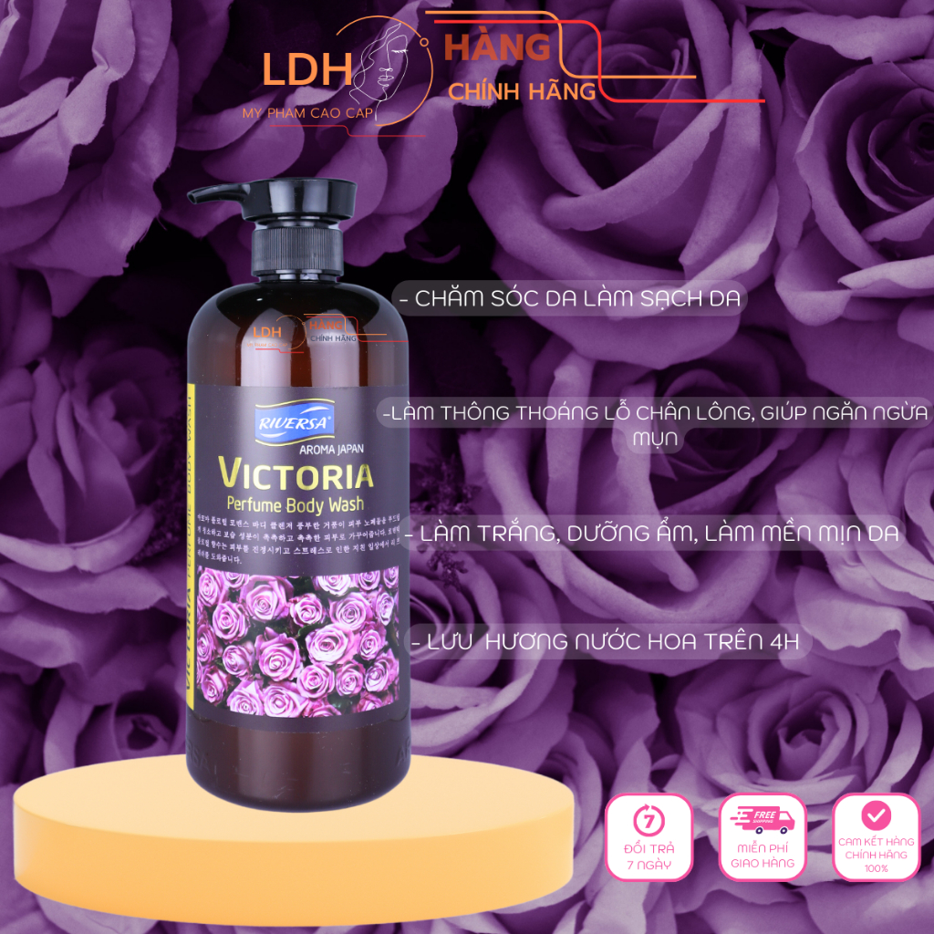 Sữa tắm trắng da dưỡng ẩm hương nước hoa dành cho nam và nữ  VICTORIA