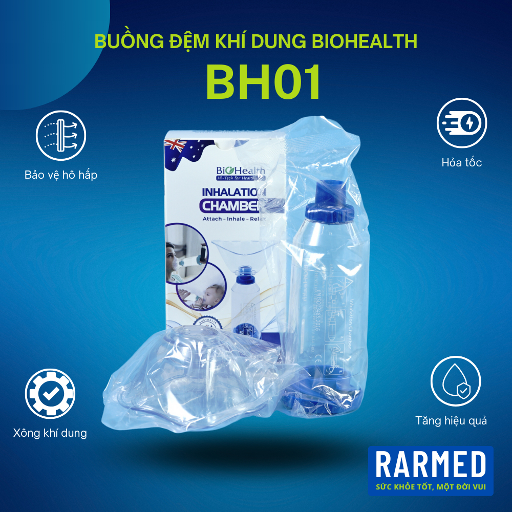 Buồng đệm khí dung BIOHEALTH BH01 van 2 chiều xịt hen suyễn