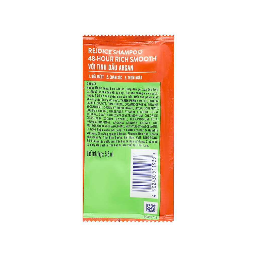 Dây Dầu Gội, Xả Rejoice Siêu Mềm Mượt gói 6ml