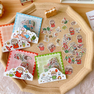 Set 40 miếng sticker nhãn dán hình cô bé dễ thương