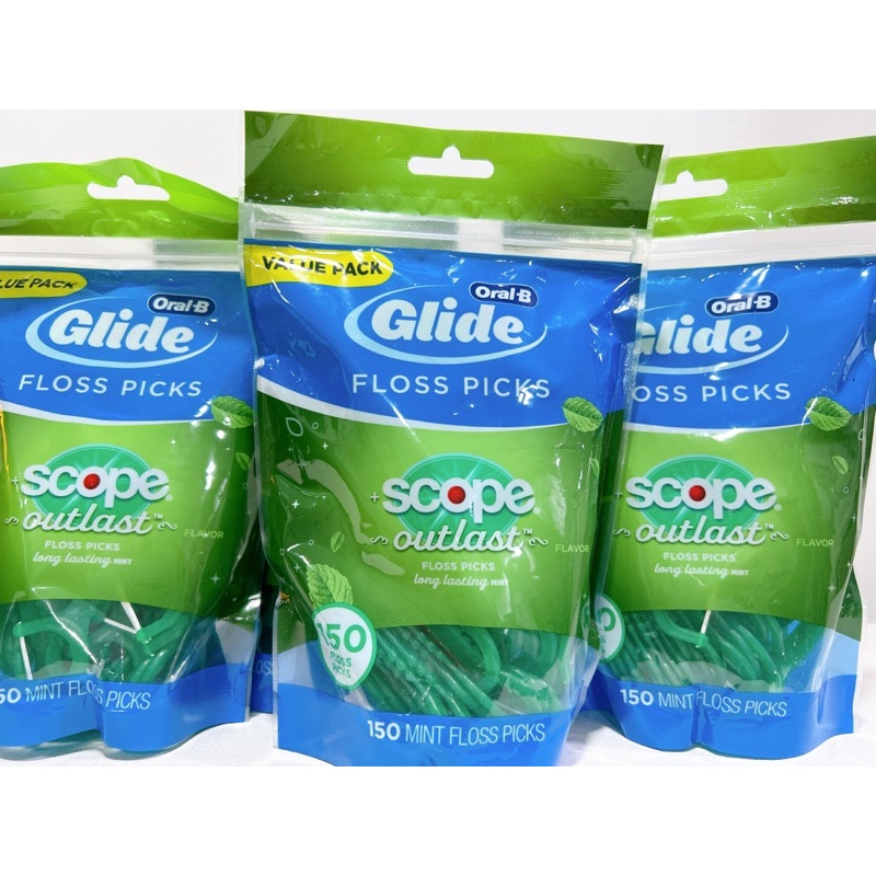 Cung Tăm Chỉ Nha Khoa Oral B Glide SCOPE OUTLAST, ARTIC PEPERMINT OIL 150 Tăm Mỹ - Ngừa Viêm Nướu