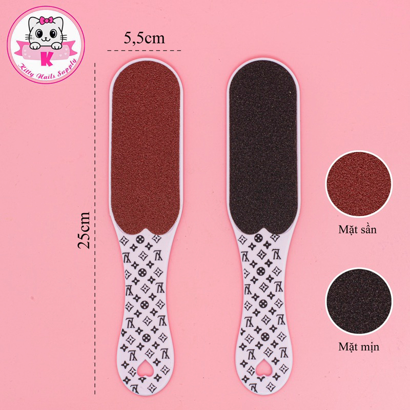 Cây chà gót chân LV bằng nhựa, 2 mặt nhám chuyên dụng cho thợ nails - Kitty Nail Supply
