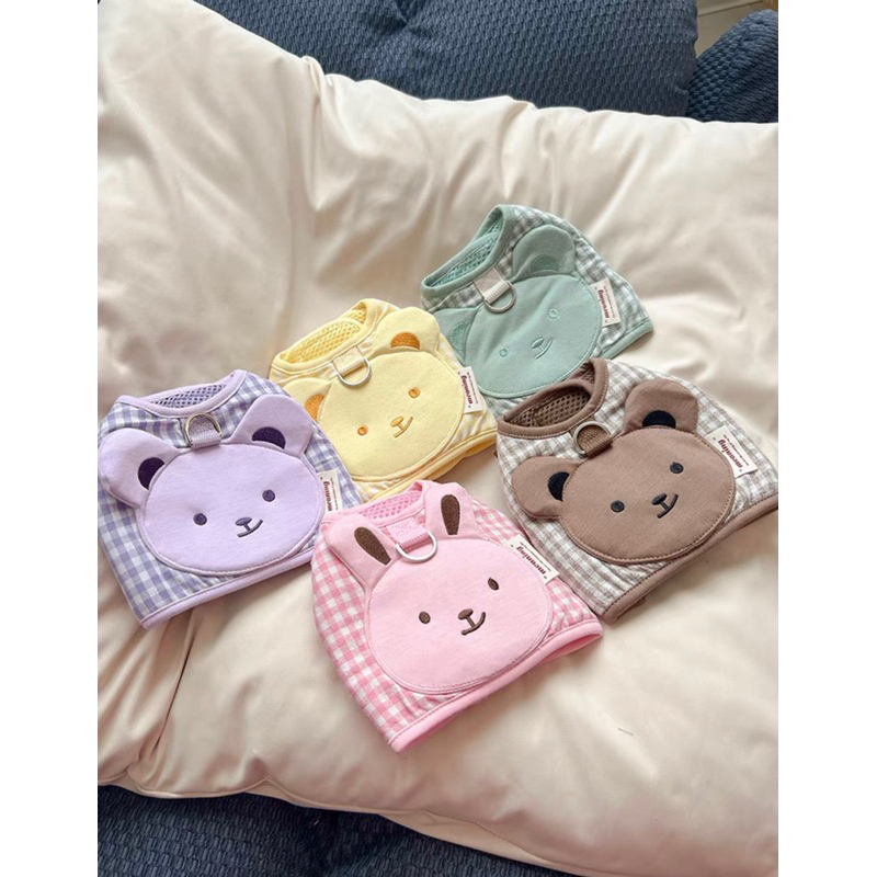 Set yếm dắt + mũ chó mèo đi dạo gấu Teddy dễ thương ✨