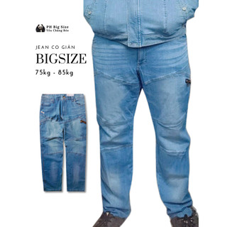 Big size 75kg - 85kg | Quần bò Quần Jean size lớn co giãn màu Xanh túi hộp Size 34 | PH Big Size | Q141