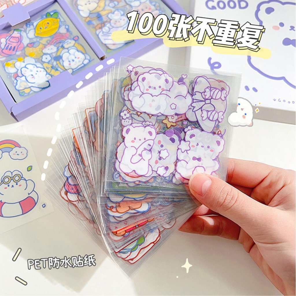 Hộp 100 tấm sticker cute xinh xắn trang trí sổ vở - Hoàng Đức
