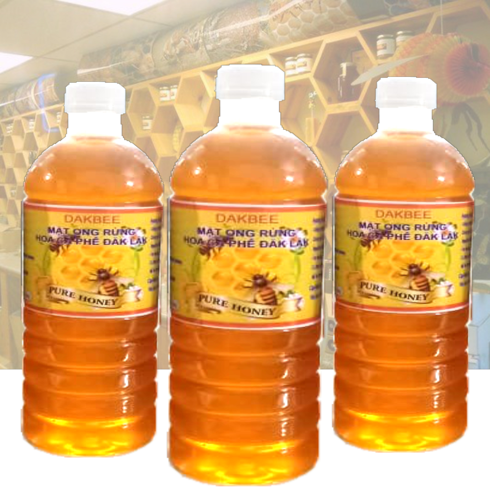 1 Lít  mật ong rừng hoa cà phê nguyên chất - chai trơn dành cho khách mua sỉ