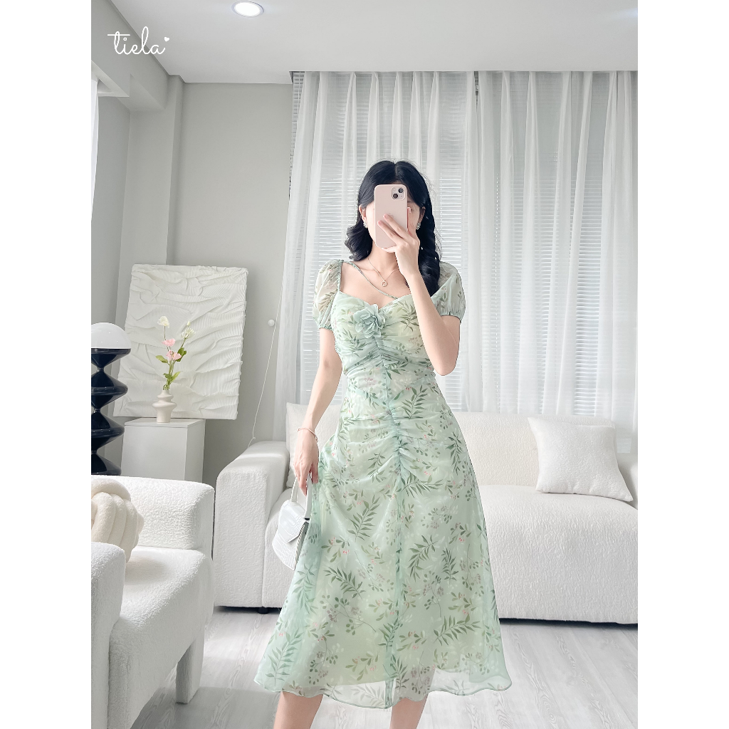 TIELA Đầm váy hoa lá dây chéo-Selina Dress