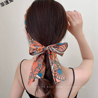 Bờm Cài Tóc Nữ Tết Dây Lụa Hoạ Tiết Siêu Dễ Thương
