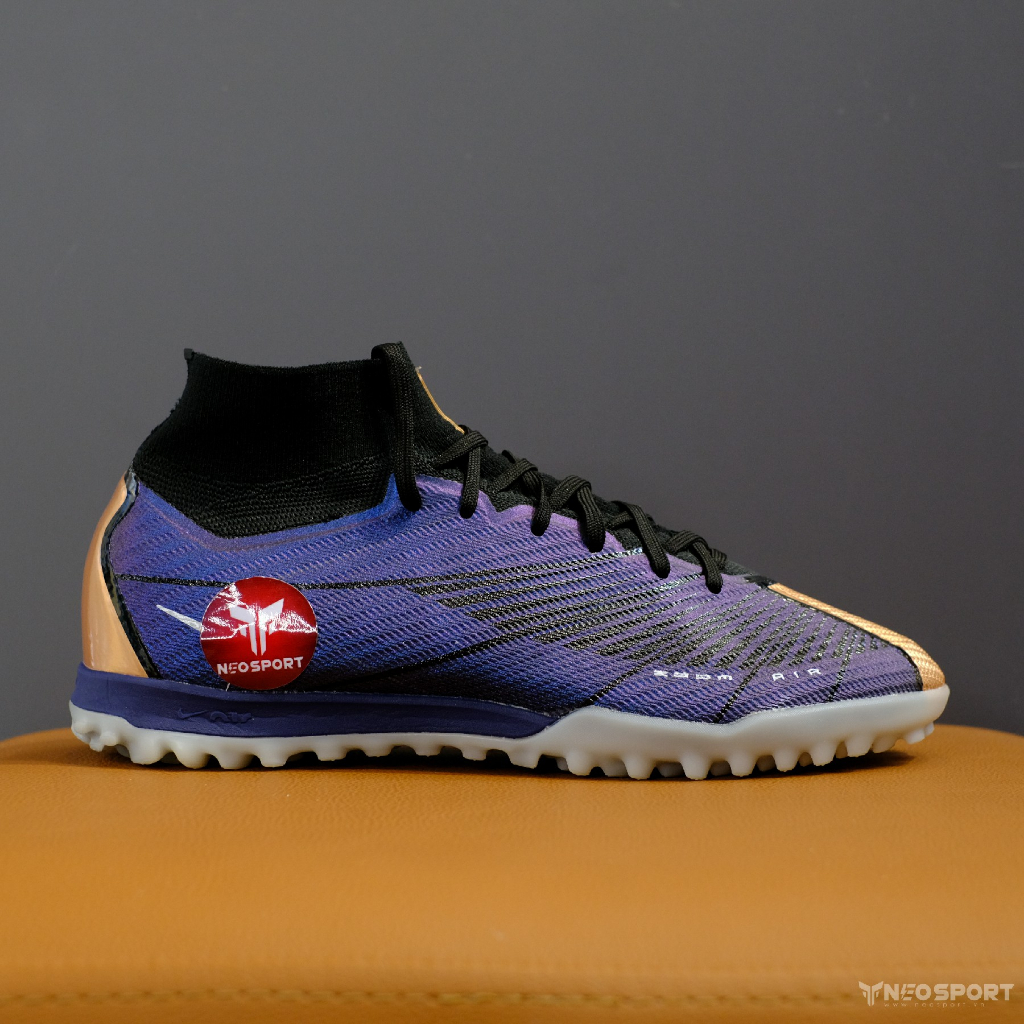 Giày Bóng Đá Cỏ Nhân Tạo Mercurial Air Zoom Superfly 9 Elite Cổ Cao Xanh Đen Gót Vàng Đồng TF