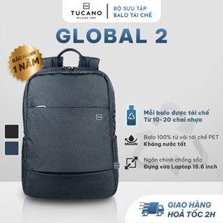 Balo Laptop Tái Chế TUCANO GLOBAL 2 15.6 Inch - Chất Liệu Vải Bền Đẹp, Kháng Sốc, Kháng Thấm Nước Tốt