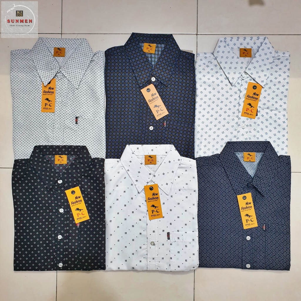Áo Sơ Mi Nam Trung Niên Tay Ngắn Họa Tiết Bông Đẹp SUNMEN Size Từ 50-97kg