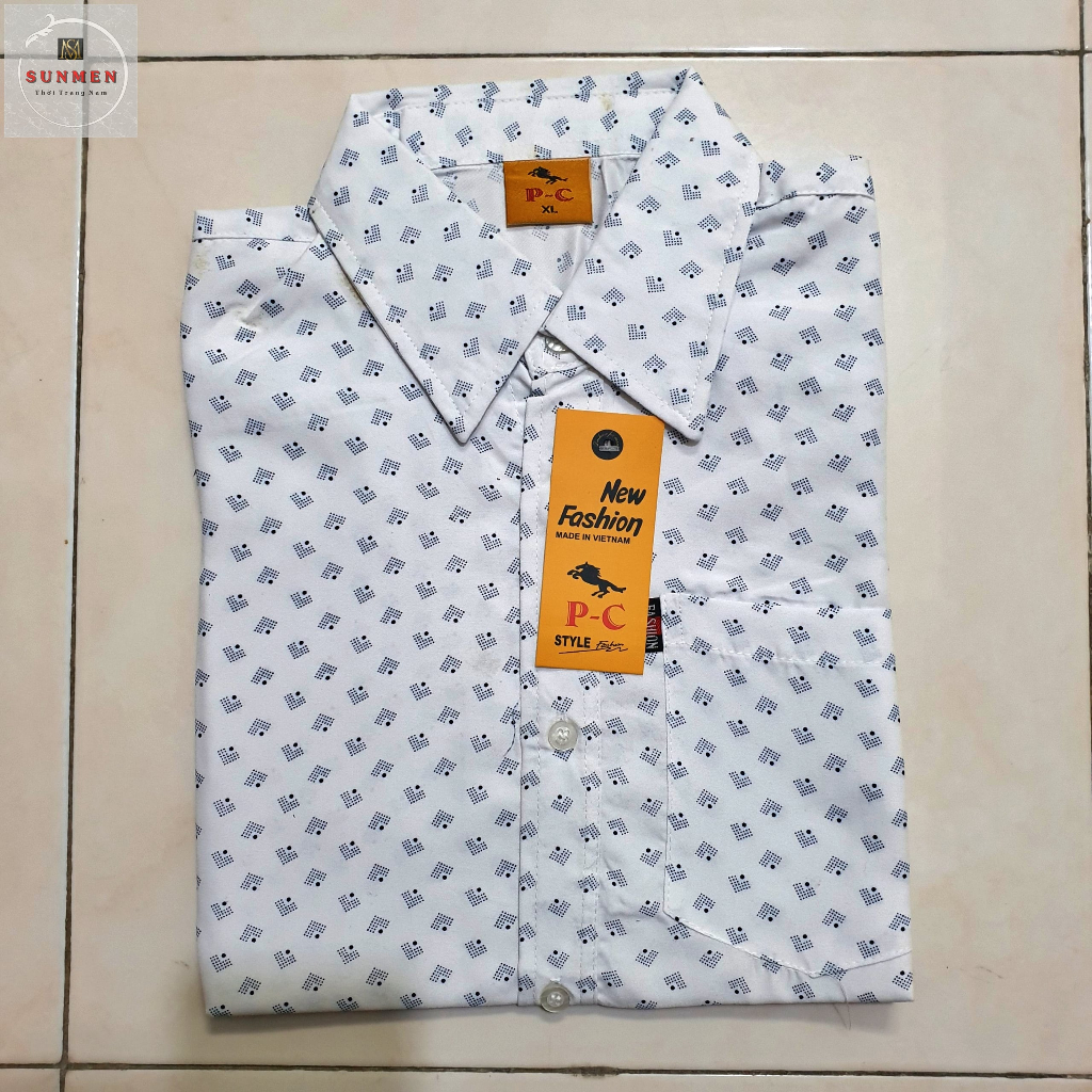 Áo Sơ Mi Nam Trung Niên Tay Ngắn Họa Tiết Bông Đẹp SUNMEN Size Từ 50-97kg