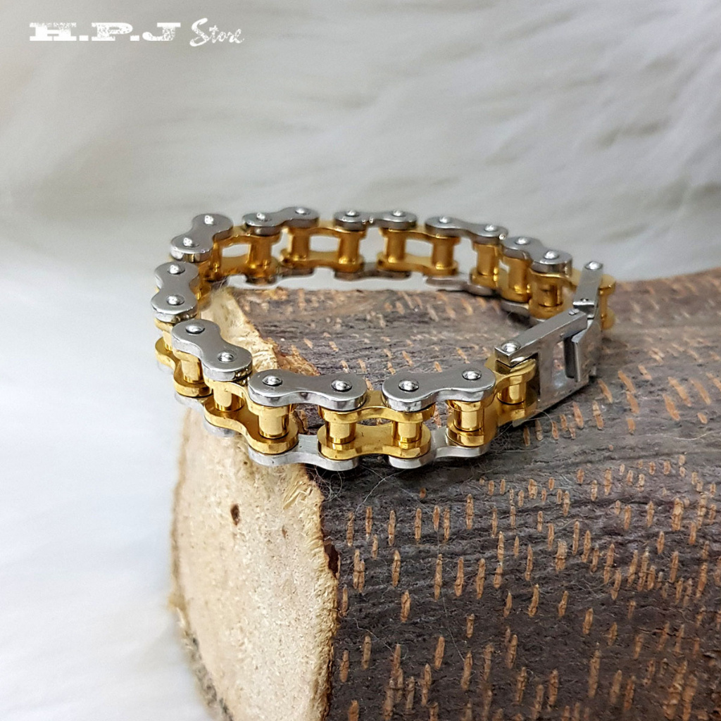 Lắc tay kiểu sên trắng vàng bảng 10mm.
