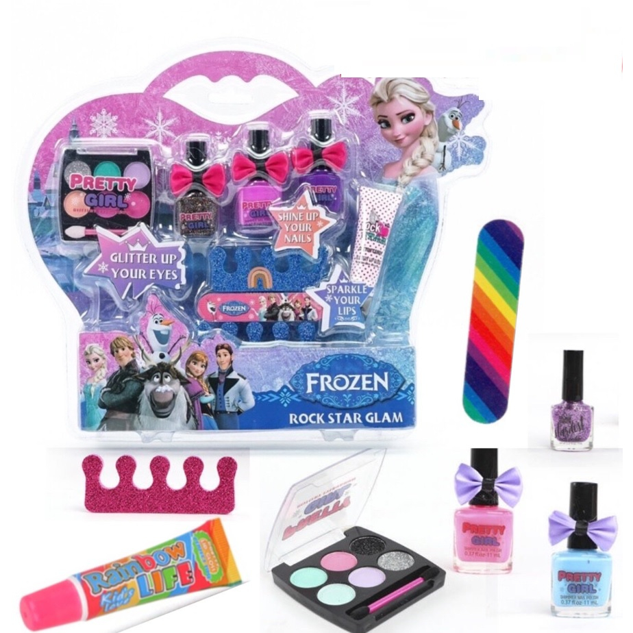 Bộ đồ chơi trang điểm và make up , sơn móng tay thật phong cách búp bê Nữ hoàng băng giá Fzoren Elsa