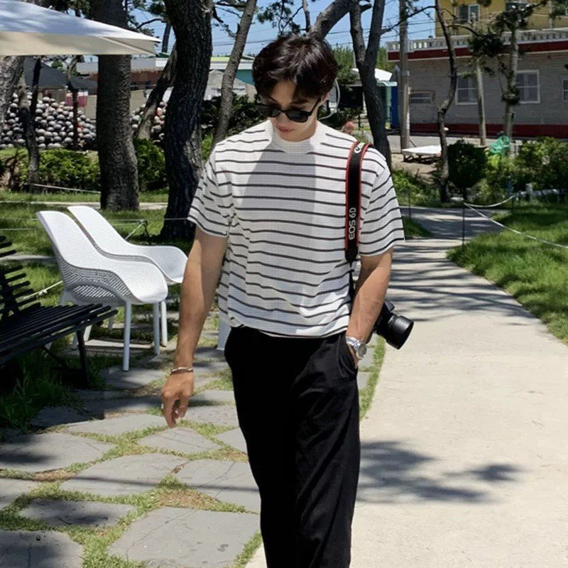 Áo thun Cổ cao Sọc ngang B&W TKTTSG Unisex Style |TAYSONE|