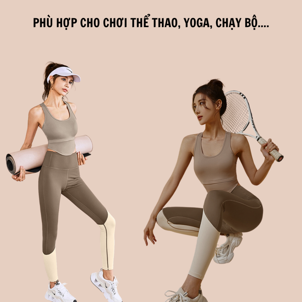 Bộ tập yogam bộ tập gym sát nách chất vải thun co dãn thoáng mát hàng Quảng Châu cao cấp