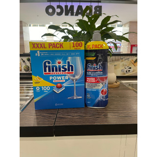 Combo viên rửa bát finish 100 viên all in one + nước làm bóng finish 800ml