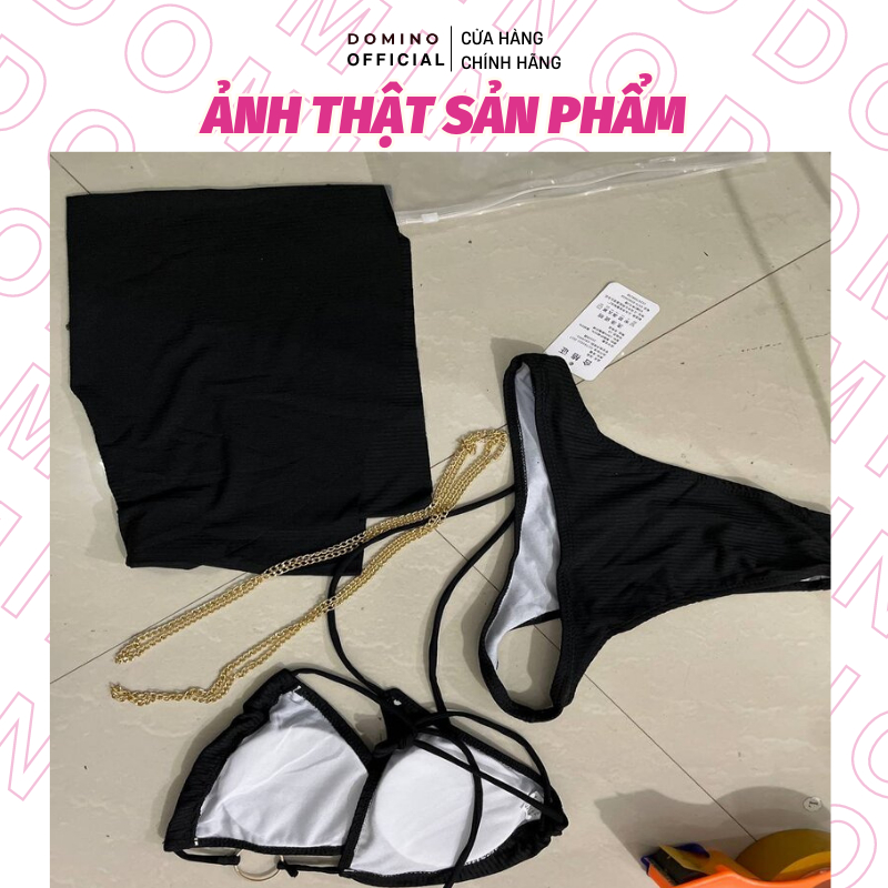 Bộ Đồ Bơi Bikini Ba Mảnh Domino Chất Liệu Cao Cấp Phong Cách Sexy