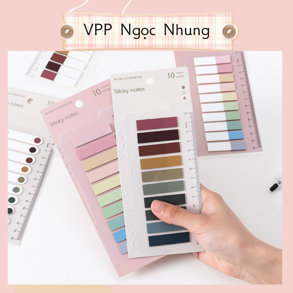 Set 200 giấy note ghi chú, đánh dấu trang 📄📄 kèm thước kẻ chống thấm nước tiện dụng