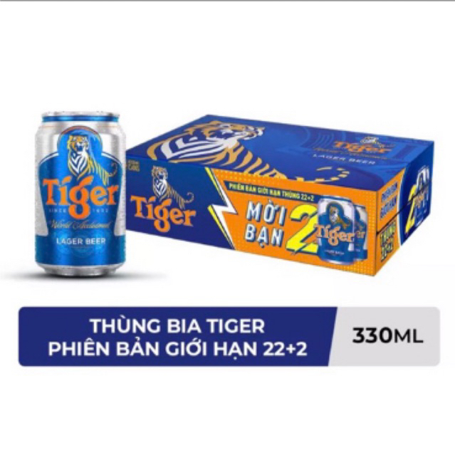 Thùng bia Tiger phiên bản giới hạn 22+2 lon 330ml date mới