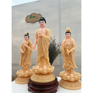 Bộ 03 tượng tây phương/ta bà tam thánh 38cm _đá | tượng phật hoa tiên