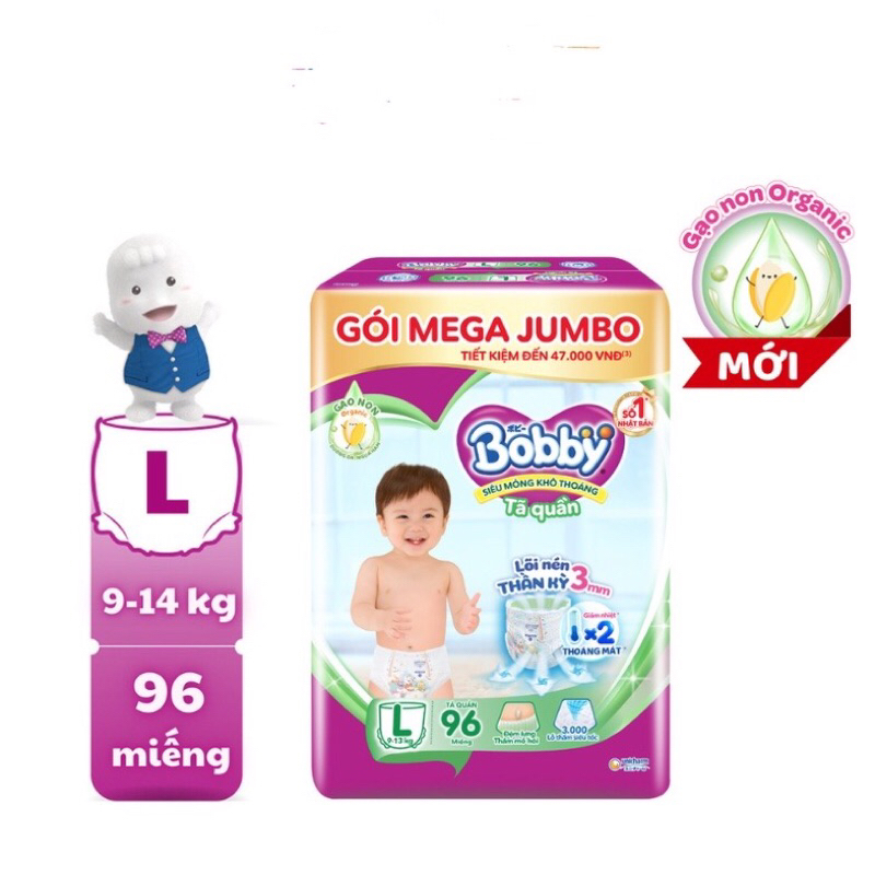 lTã quần Bobby gói Mega Jumbo L96 không tặng