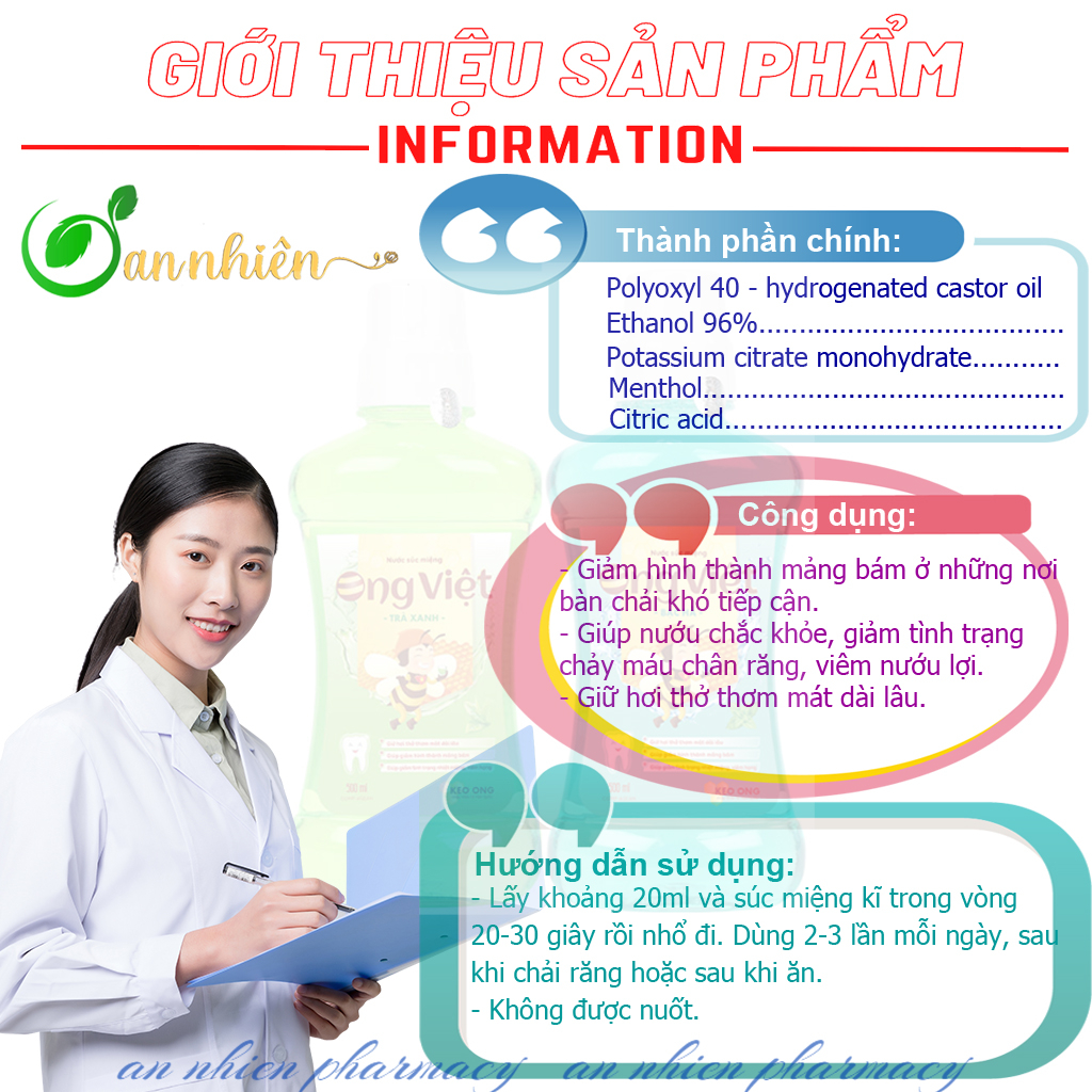 Nước xúc miệng trà xanh, bạc hà Sumicare 500ml