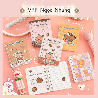 Sổ tay 📔 gáy lò xo A7 160 trang kẻ ly họa tiết hoạt hình đáng yêu