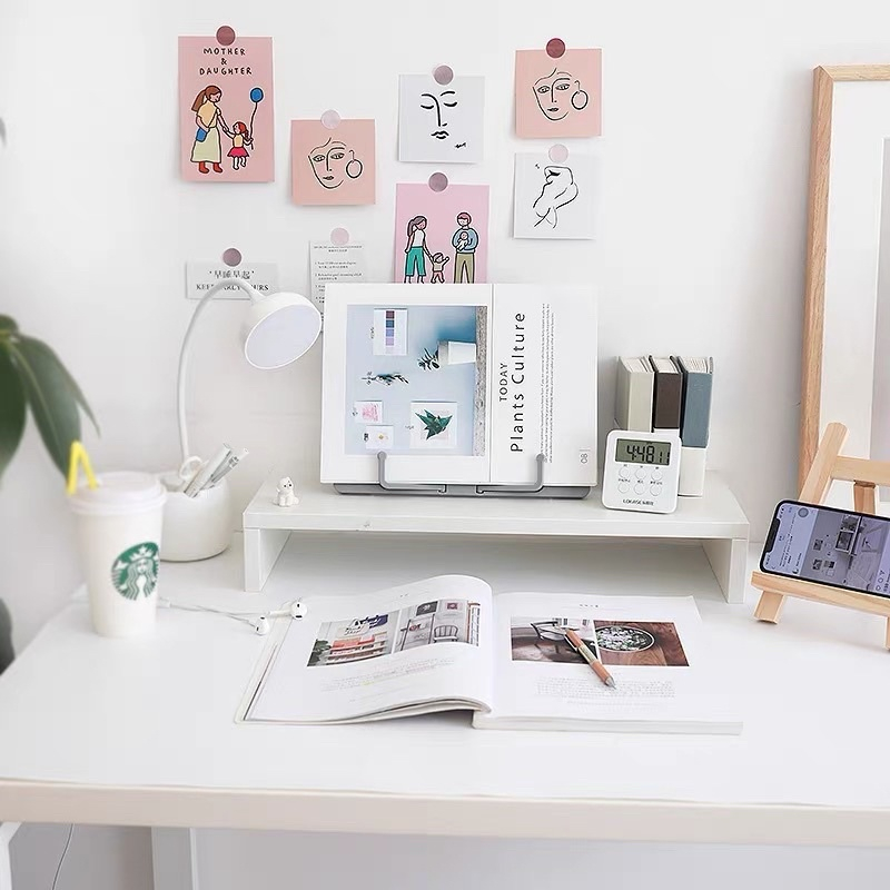 Kệ máy tính để bàn đa chức năng dùng để kê màn hình đặt trên bàn học, để sách vở, decor bàn học kích thước 8*17*48