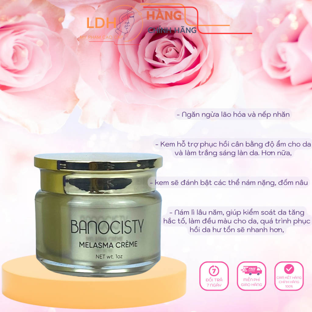 KEM NÁM TRẮNG DA CHỐNG NHĂN PHỤC HỒI DA TRẮNG SÁNG BANOCISTY MELASMA CREME NHẬT BẢN 30ml