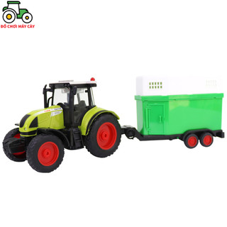 Máy kéo 120hp + rơ mooc chở vật nuôi - chạy trớn, có âm thanh; xe máy cày đồ chơi; xe nông trại, mk03rmvn