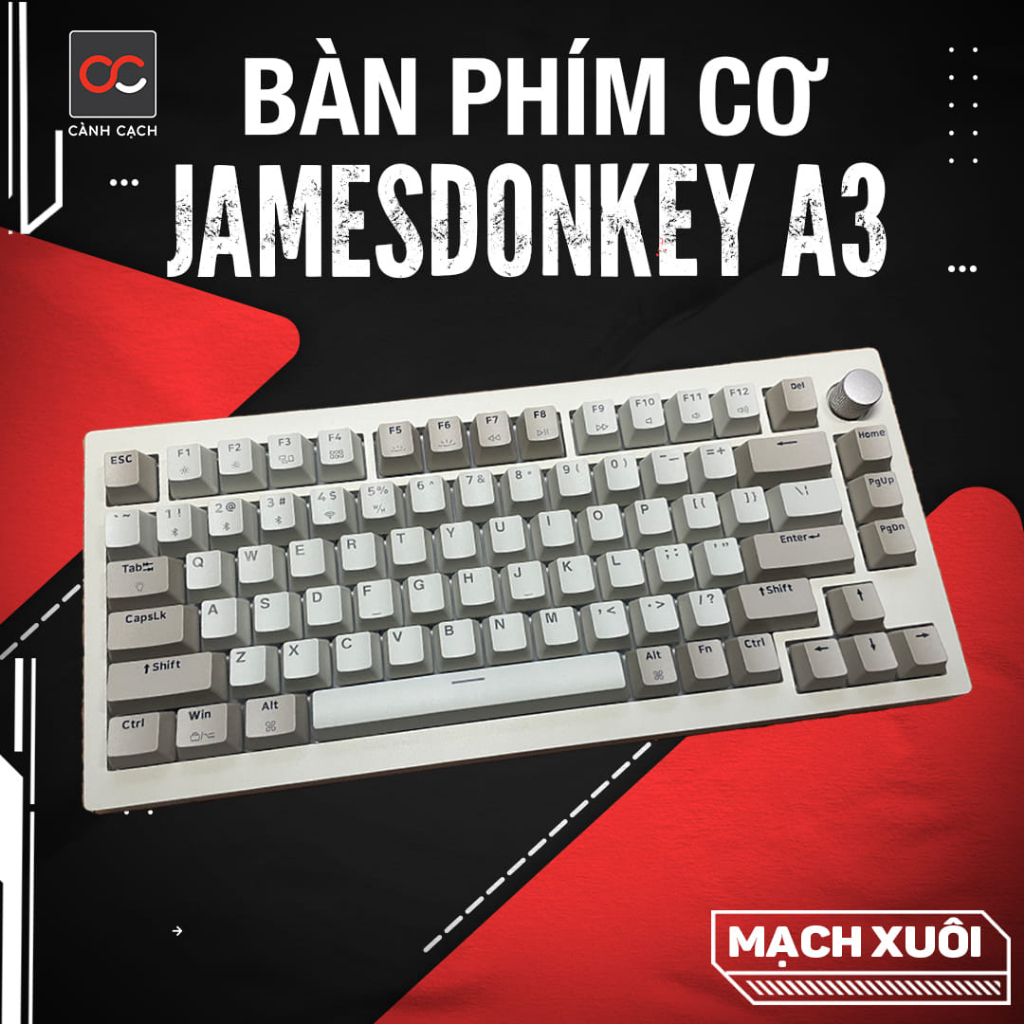 Bàn phím cơ mạch xuôi JAMESDONKEY A3 KHÔNG DÂY LAYOUT 75% RETRO STYLE