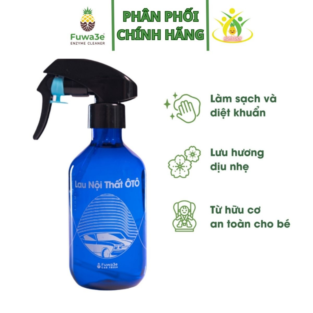 Lau dưỡng bóng nội thất ghế da ô tô Fuwa3e 300ml, hương bạc hà 100% thành phần tự nhiên