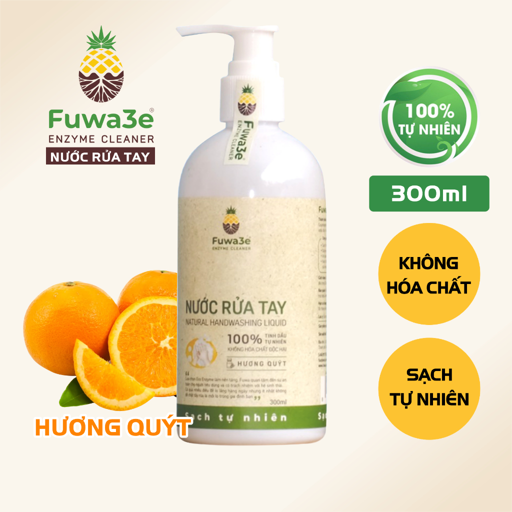 Nước Rửa Tay Sát Khuẩn Fuwa3e Hữu Cơ Tinh Dầu Enzyme Sinh Học Fuwa 300 ml