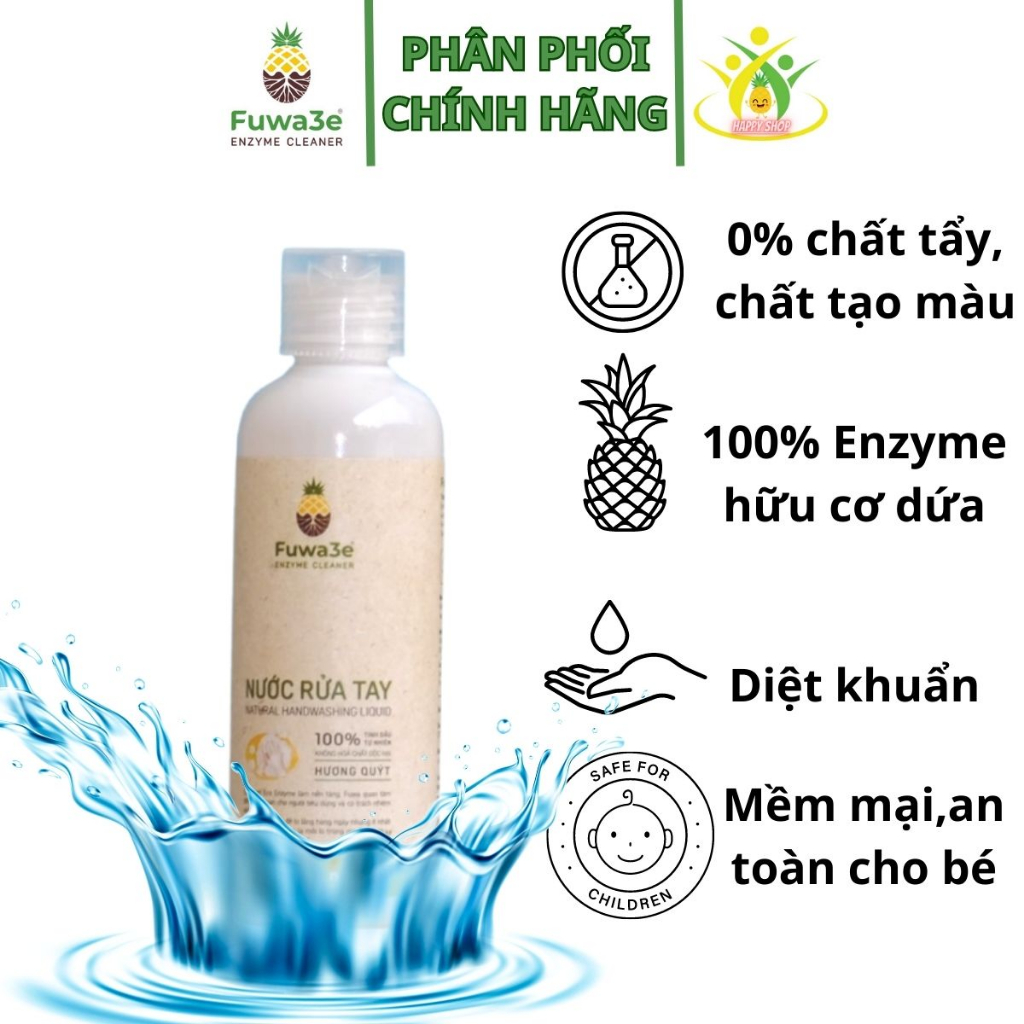 Nước Rửa Tay Sát Khuẩn Fuwa3e 100ml Hữu Cơ Mùi Tinh Dầu Quýt Tốt Cho Da, An Toàn Cho Bé