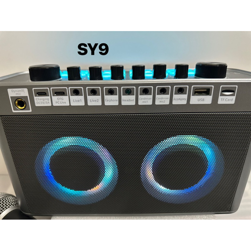 Loa Bluetooth SY9 live Stream kèm 2 micro karaoke không dây