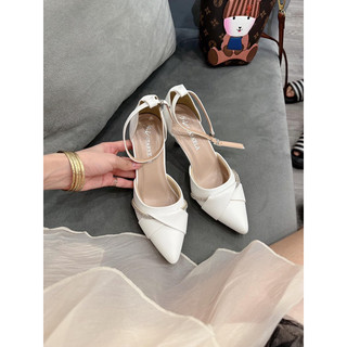 Giày cao gót giày quai hậu Trắng đế nhọn 7p hở eo tôn dáng siêu xinh giày slingback