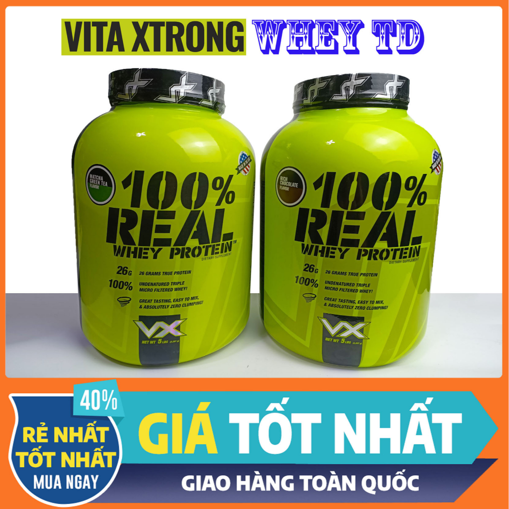 [Tặng bình] Real Whey VitaXtrong vị Matcha 5LBS 62 lần dùng - Whey tăng cơ cao cấp giúp tăng cơ nhanh