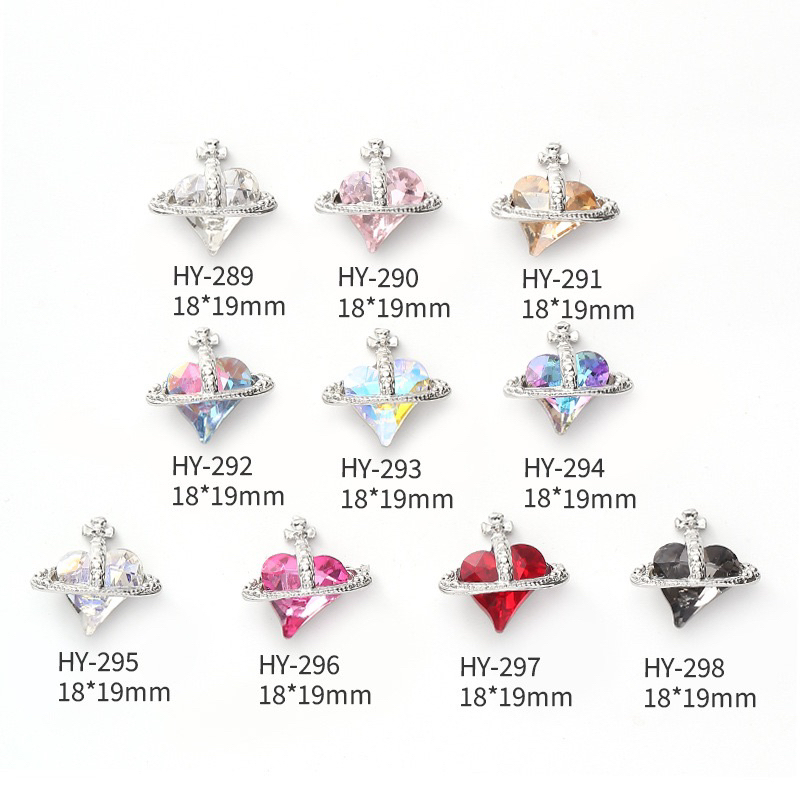 Charm trái tim họa  tiết siêu xinh, phụ kiện trang trí móng tay