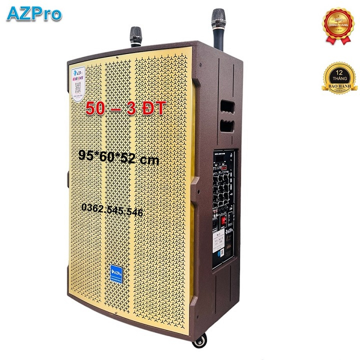 Loa kéo Bluetooth Công suất lớn ,Chính hãng AZPRO,Az-18-A,bass 50,thùng gỗ sần cao cấp,tặng 2 mic sóng UHF sét tần số