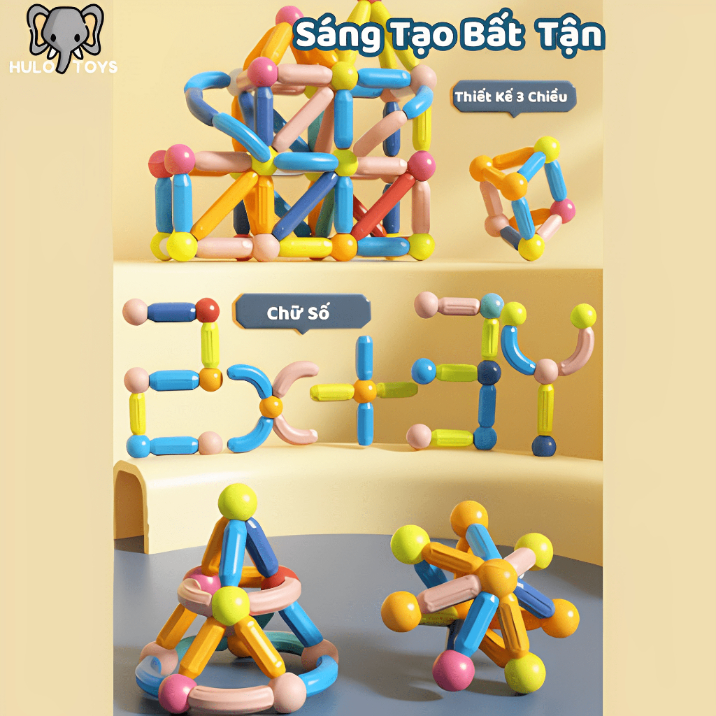 Đồ Chơi Xếp Hình Nam Châm Hulo Toys Nhiều Chi Tiết Có Hộp - Đồ Chơi Nam Châm, Xếp Hình Nam Châm Sáng Tạo