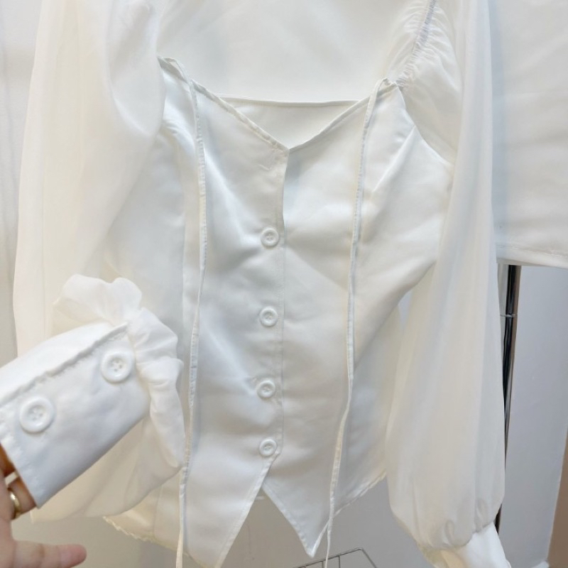 Set Áo Sơ Mi Tay Bồng Chân Váy Tapta, Áo Sơ Mi Nữ Kiểu Tiểu Thư Chân Váy Ngắn Thiết Kế