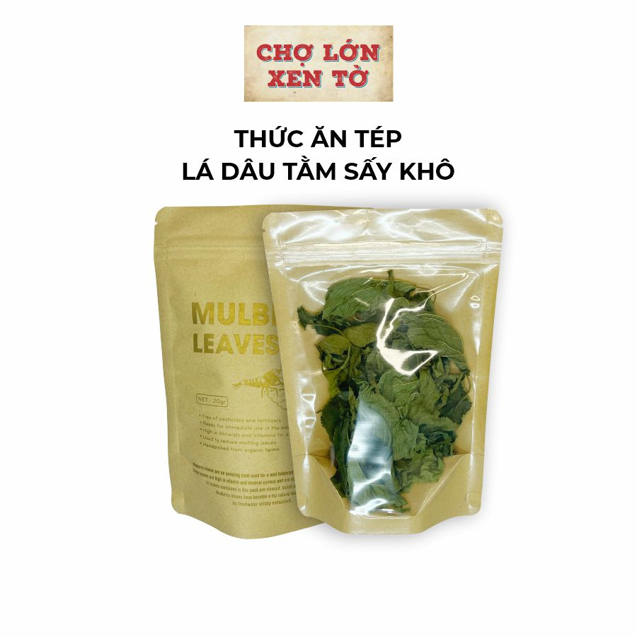 Lá dâu tằm thức ăn tép cảnh sấy khô 20gr cao cấp